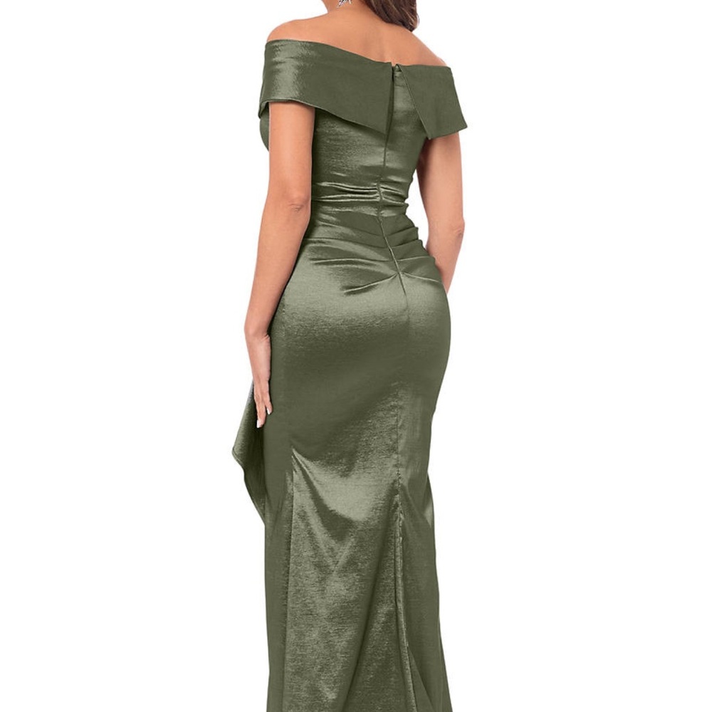 Xscape Olive Off-Shoulder Ruffle Dress - Picture 2 of 4